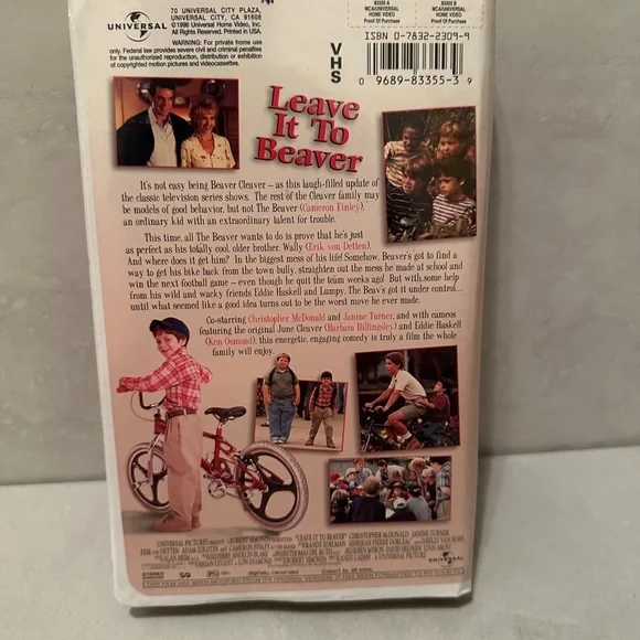 Leave it to Beaver 1 hour 28 min. Color VHS Tape CC 1998 Clam Shell - Picture 2 of 3